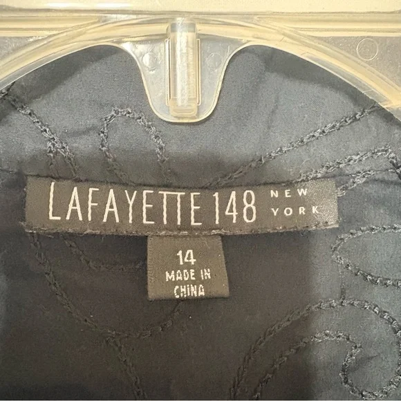 Lafayette 148 New York black sequin top with a button-down front and tie-wrap - Picture 5 of 9